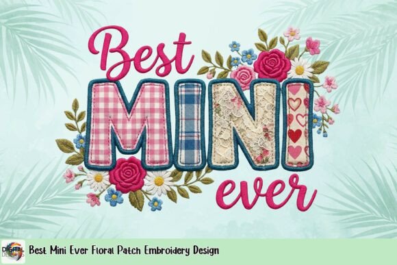 Best Mini Ever Floral Patch Embroidery Design