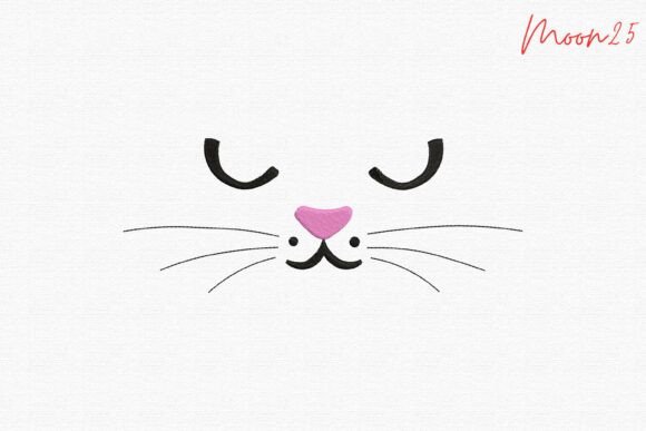 Cute Cat Face Whiskers Embroidery