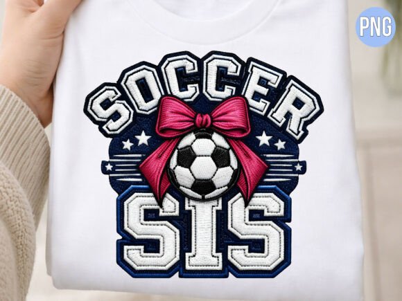 Cute Faux Embroidery Soccer Sis PNG