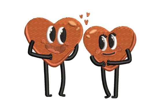 Cute Hearts Couple Embroidery