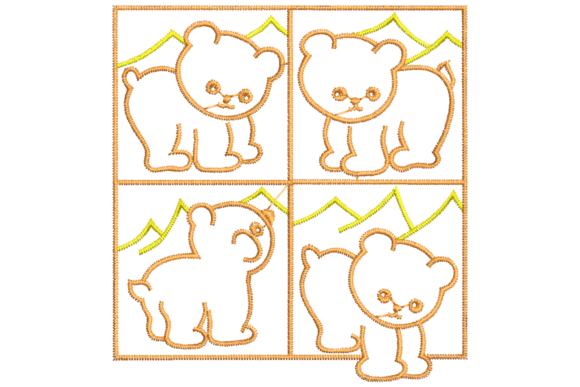 Cute Teddy Bears Embroidery Design