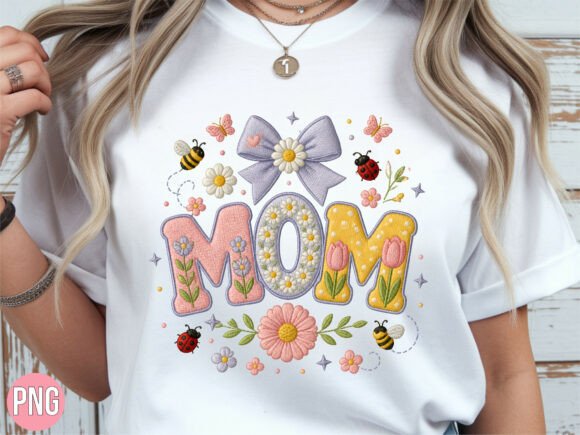 Embroidery Mom Floral Bee Mothers PNG
