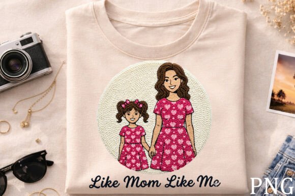 Embroidery Mother Daughter PNG Design