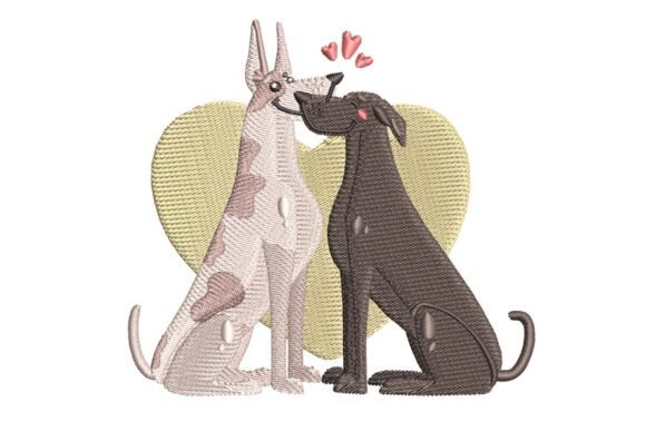 Great Danes in Love Embroidery