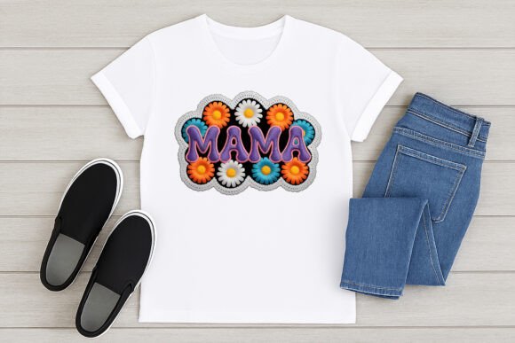 Mama Floral Embroidery Style Design