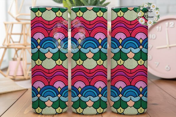 Pastel Scallop Embroidery 20oz Tumbler