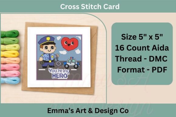 Police Officer Valentine Embroidery Card