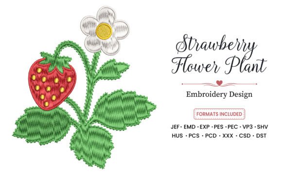 Strawberry Flower Embroidery Design