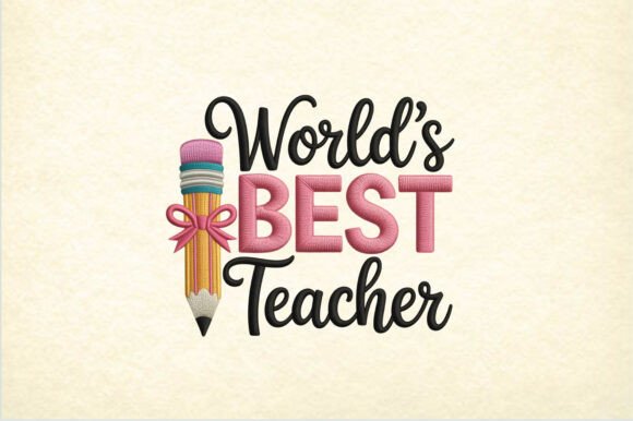 World’s Best Teacher PNG, Embroidery