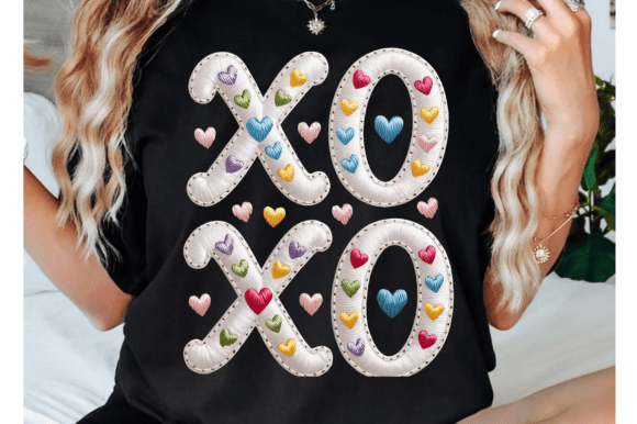 XOXO Faux Yarn PNG & Embroidery